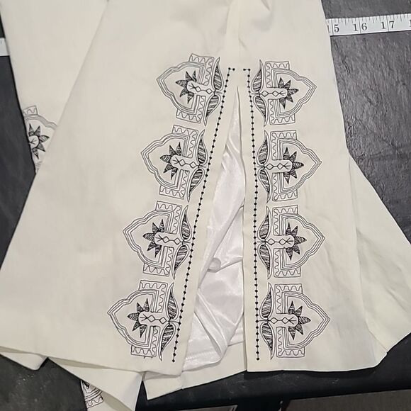 Express Women's off white stretch midi dress size 1 / 2 vintage summer slit - Picture 5 of 10